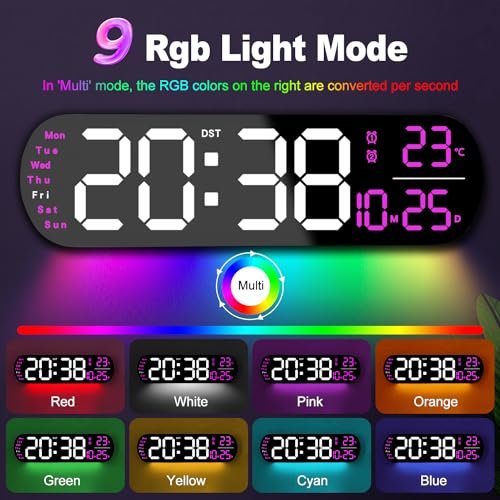 13.7" LED Wall Clock with Remote & Night Light