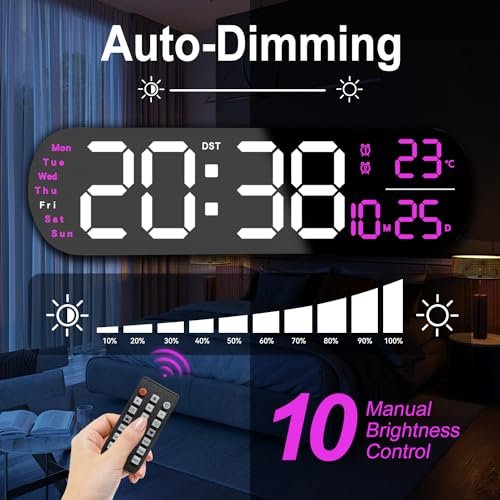 13.7" LED Wall Clock with Remote & Night Light