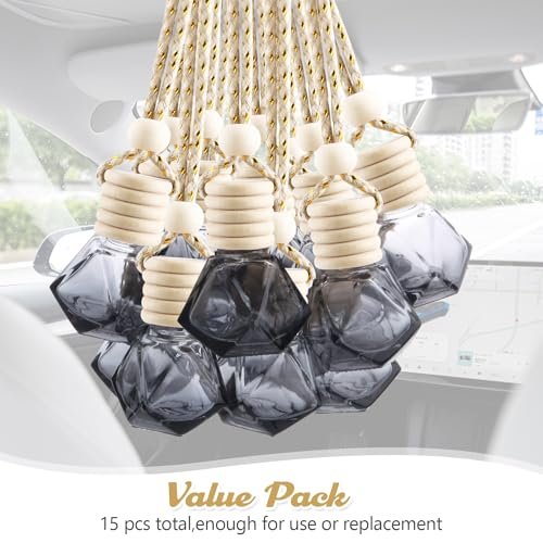 15-Pack Black Glass Car Air Freshener Diffuser Bottles