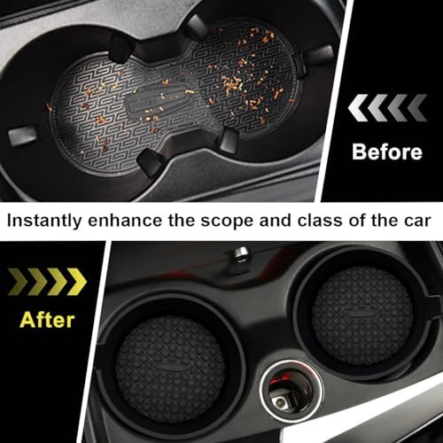 2 PCS Non-Slip Silicone Car Cup Coasters - Black