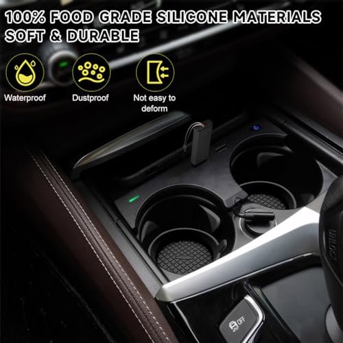 2 PCS Non-Slip Silicone Car Cup Coasters - Black