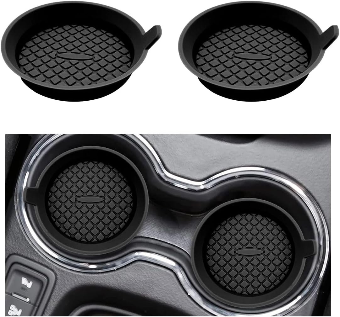 2 PCS Non-Slip Silicone Car Cup Coasters - Black