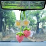 Adorable Handmade Strawberry Car Mirror Accessories - 2 Pack