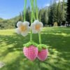 Adorable Handmade Strawberry Car Mirror Accessories - 2 Pack