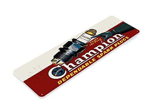 Champion Spark Plugs Retro Tin Sign for Garage Decor