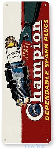 Champion Spark Plugs Retro Tin Sign for Garage Decor