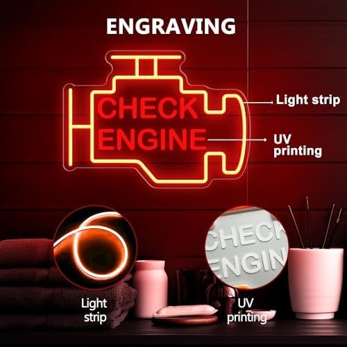 Check Engine Neon Sign - Dimmable LED Wall Art