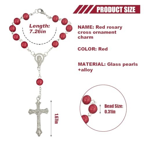 Elegant 2PCS Red Car Rosary Rearview Mirror Charms