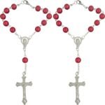 Elegant 2PCS Red Car Rosary Rearview Mirror Charms