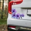 Elegant Purple Hibiscus Car Decal - Waterproof Flower Stickers