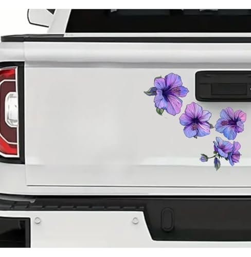 Elegant Purple Hibiscus Car Decal - Waterproof Flower Stickers