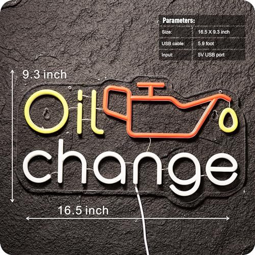 Eye-Catching Oil Change Neon Sign with Dimmable Switch