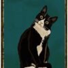 Funny Tuxedo Cat Bathroom Sign - Vintage Wall Decor