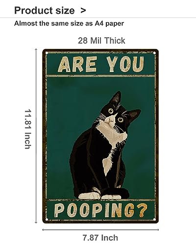 Funny Tuxedo Cat Bathroom Sign - Vintage Wall Decor