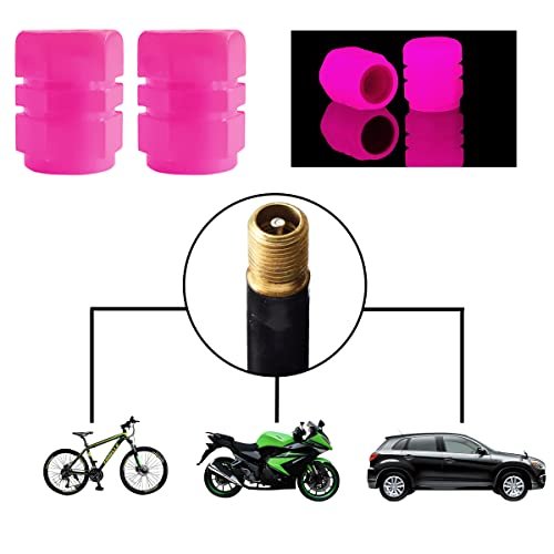 Glow-in-the-Dark Tire Valve Caps - 12PCS Pink