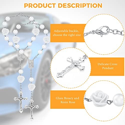 Konohan Car Rosary: Elegant Mirror Hanging Charm Duo