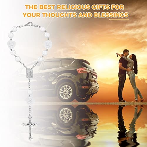 Konohan Car Rosary: Elegant Mirror Hanging Charm Duo