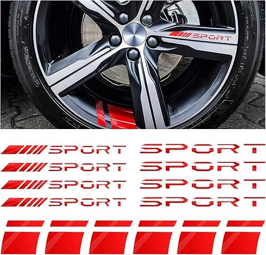 Reflective Red Car Decal Stickers - 14 PCS Sport Logos