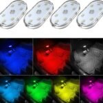 TEKSHINNY 4Pcs Wireless 7 Color LED Car Interior Lights