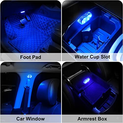 TEKSHINNY 4Pcs Wireless 7 Color LED Car Interior Lights