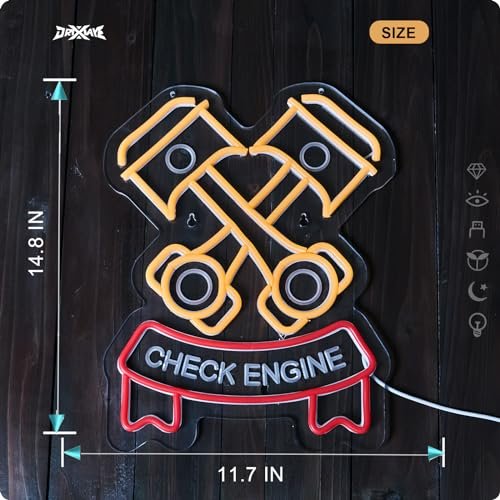 Vibrant Check Engine Neon Sign for Garage Décor