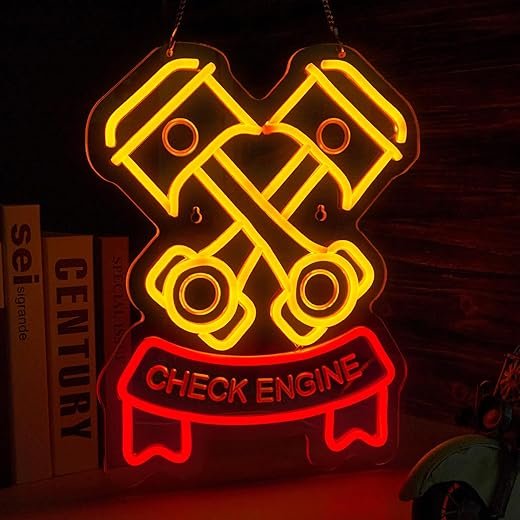 Vibrant Check Engine Neon Sign for Garage Décor