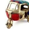 Vintage Brass Auto Rickshaw Miniature with Gemstone Decor