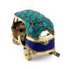 Vintage Brass Auto Rickshaw Miniature with Gemstone Decor