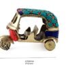 Vintage Brass Auto Rickshaw Miniature with Gemstone Decor