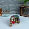 Vintage Brass Auto Rickshaw Miniature with Gemstone Decor