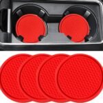 ZSDY Red Silicone Car Cup Coasters - 4PCS Non-Slip