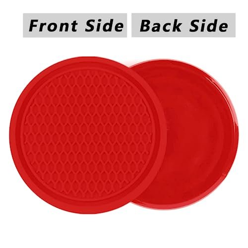 ZSDY Red Silicone Car Cup Coasters - 4PCS Non-Slip